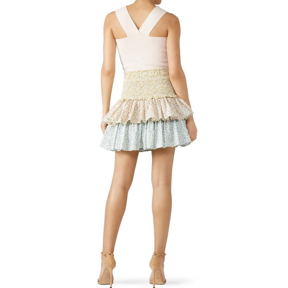 rtr PetersynTiered Asia Patio Mini Skirt Size Large L Floral Cottage core print - Picture 2 of 7